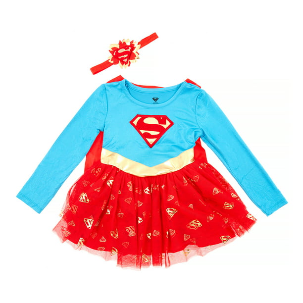 Girls Babies Superhero Superman Tutu dress & Hairband fancy dress inspired